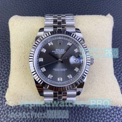 Clean Factory 1:1 Super Clone Rolex Datejust 36MM Gray Diamond Dial Swiss 3235 Watch